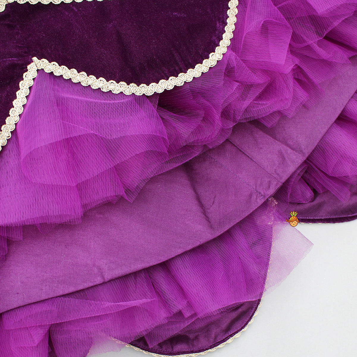 Purple Embroidered And Embellished Top With Lehenga And Dupatta