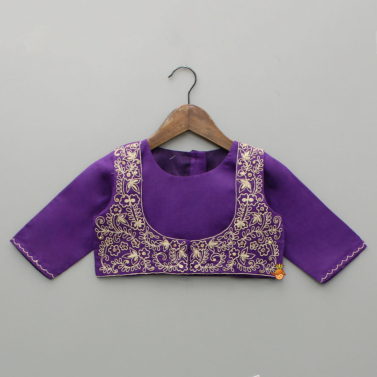 Purple Top And Embroidered Jacket With Lehenga And Dupatta