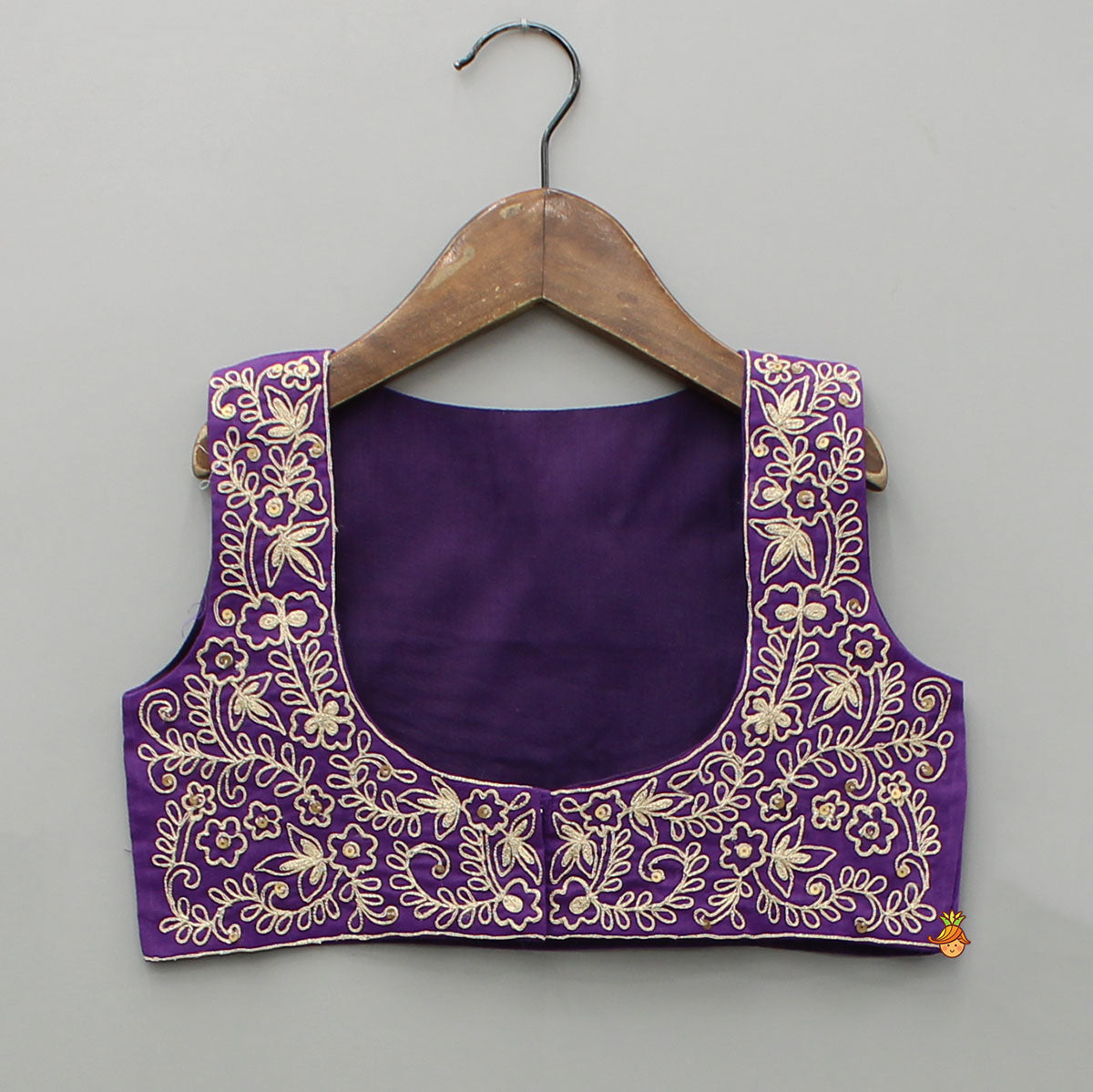 Purple Top And Embroidered Jacket With Lehenga And Dupatta