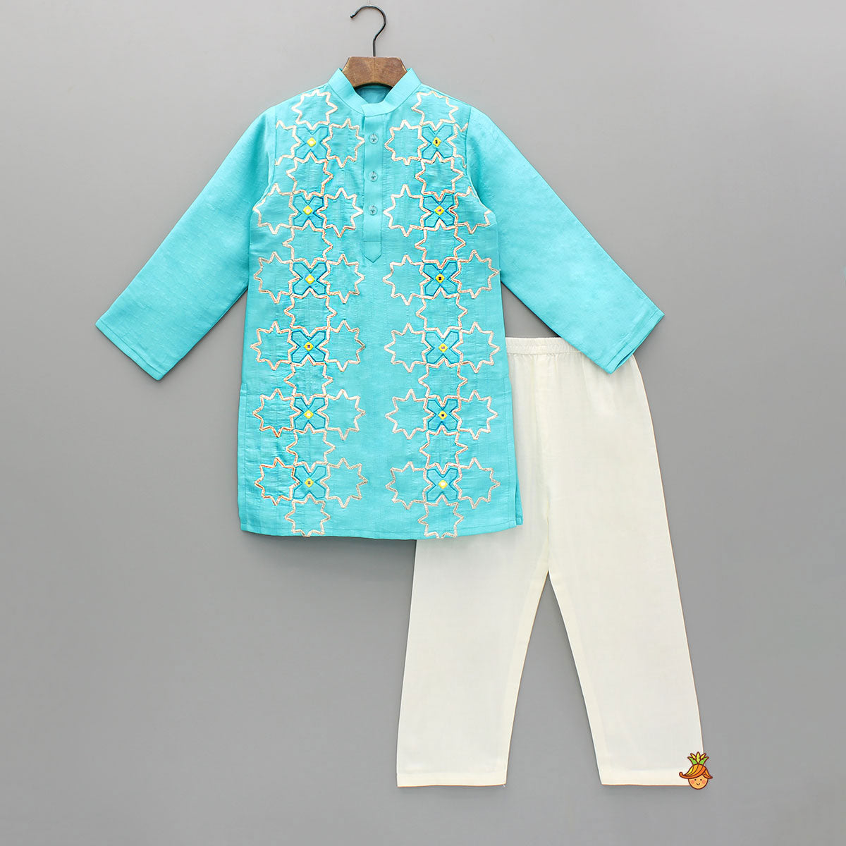 Blue Embroidered Kurta And Pyjama