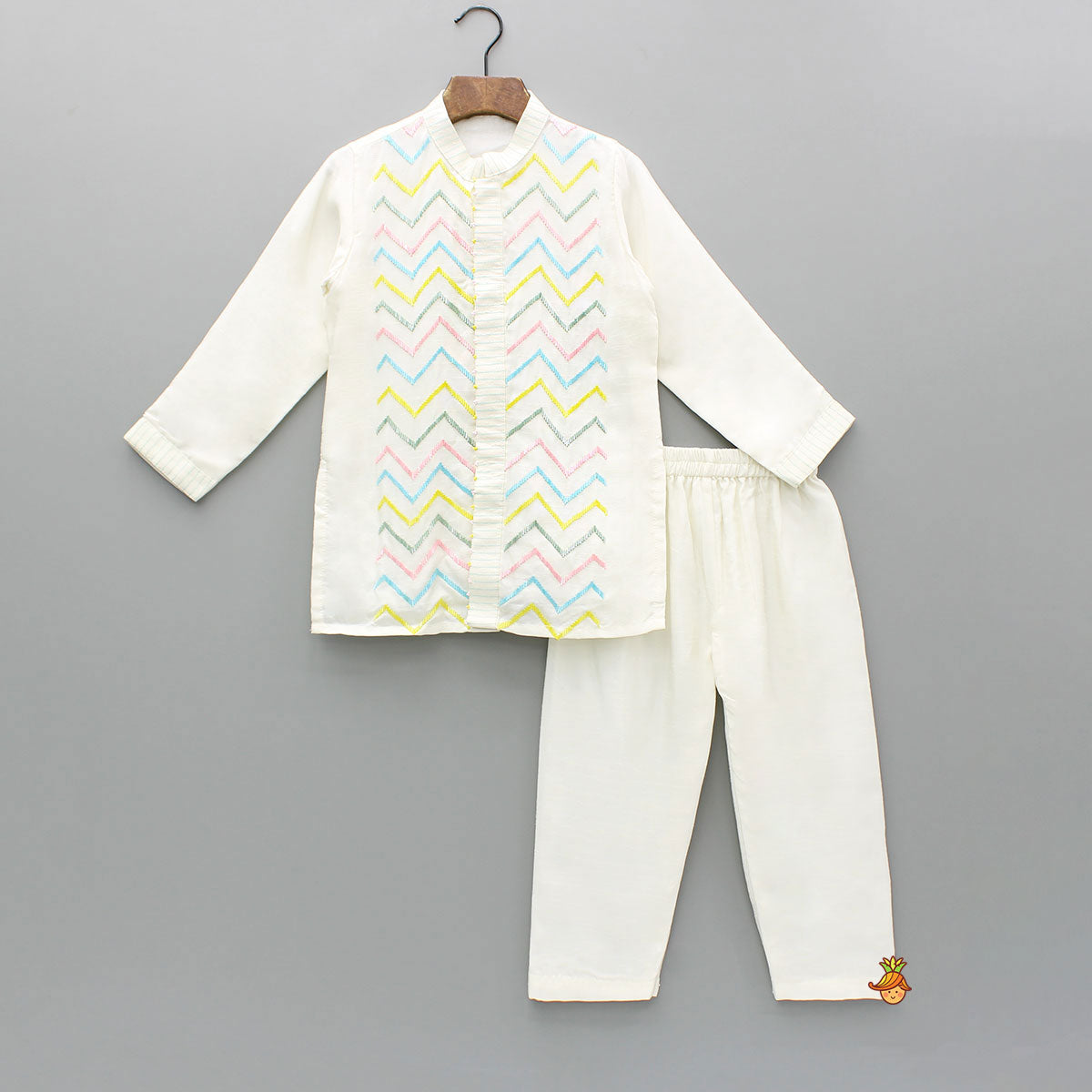 Multicolour Cut Dana Embroidered Kurta And Pyjama