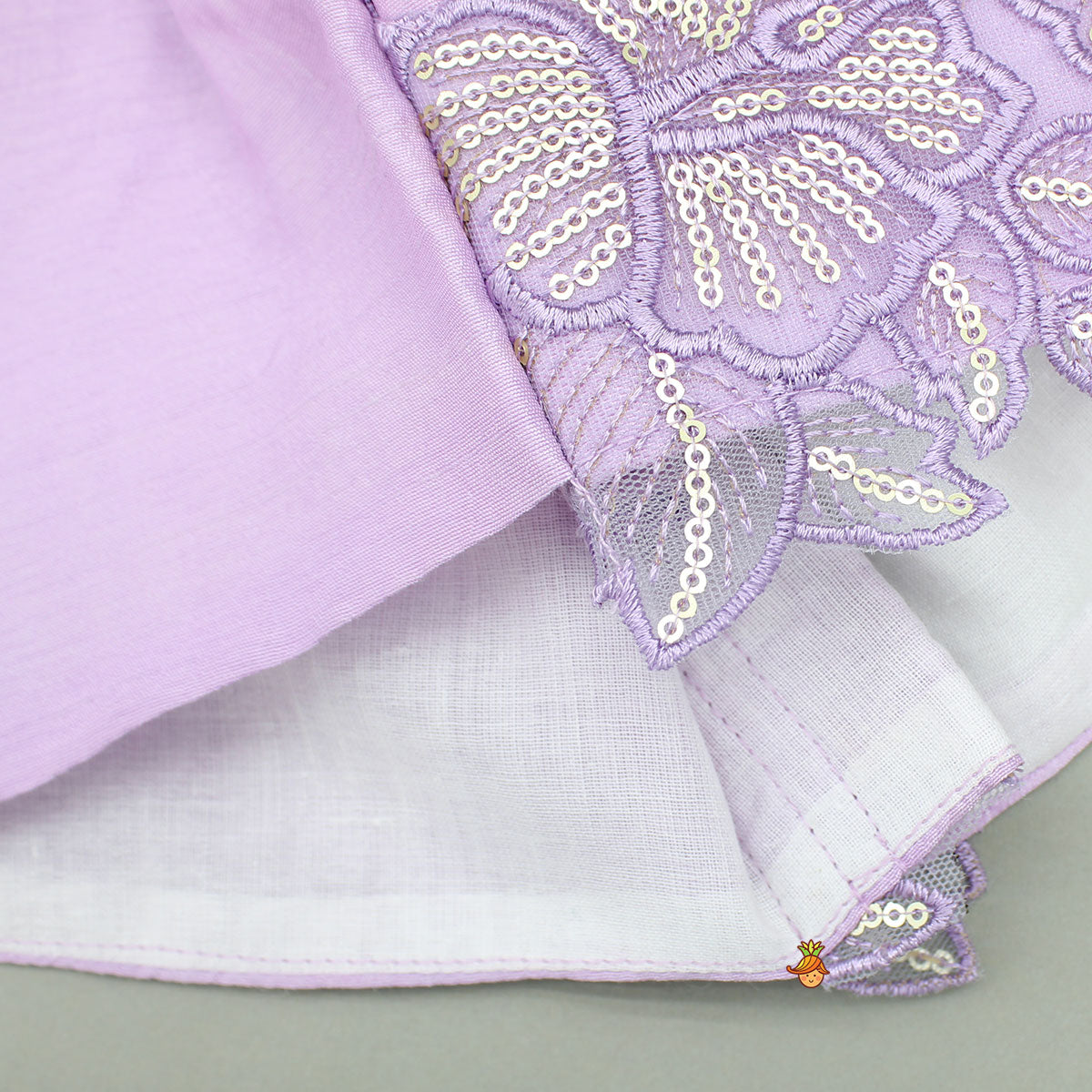 Lavender Embroidered Top And Pleated Palazzo With Matching Bow Hair Clip