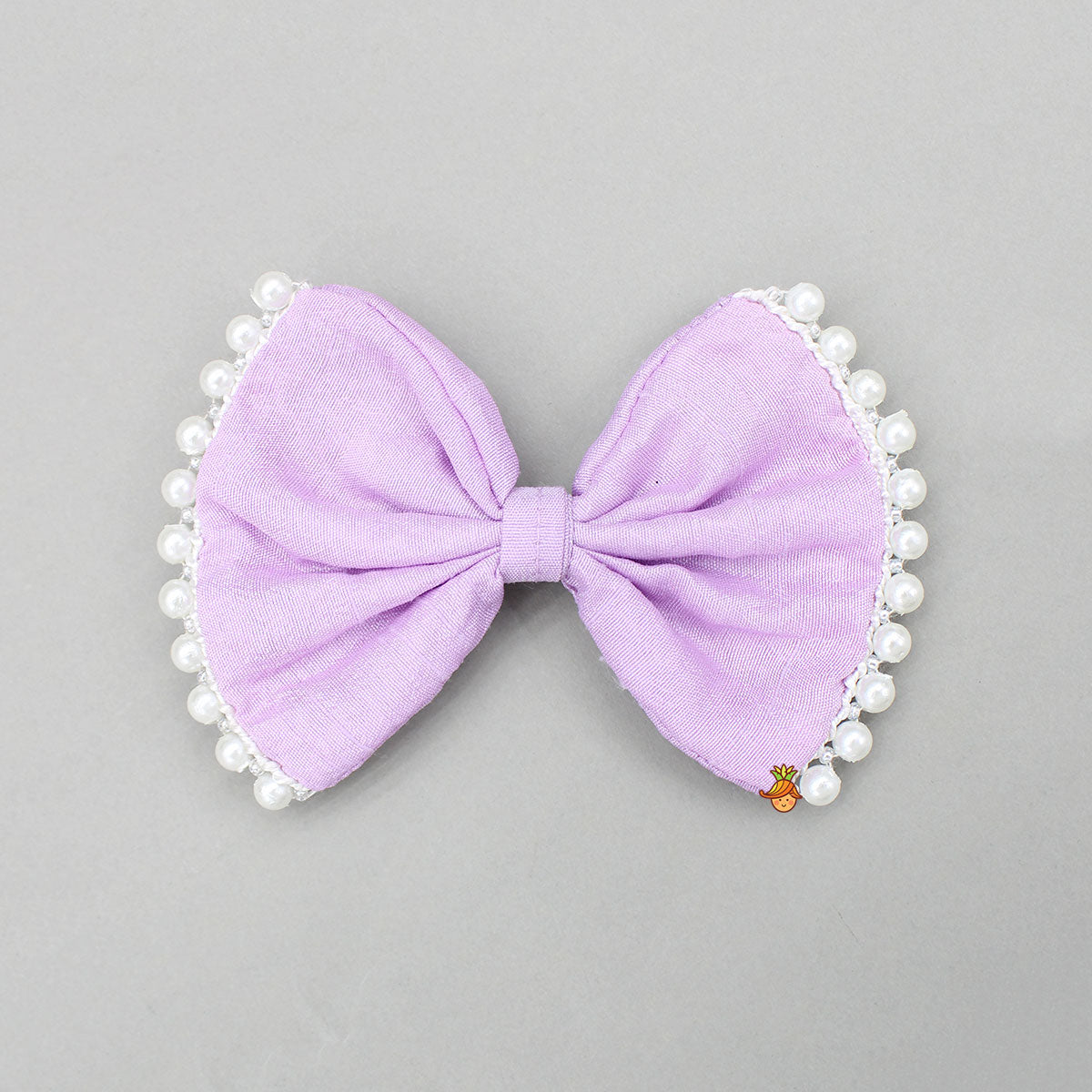 Lavender Embroidered Top And Pleated Palazzo With Matching Bow Hair Clip