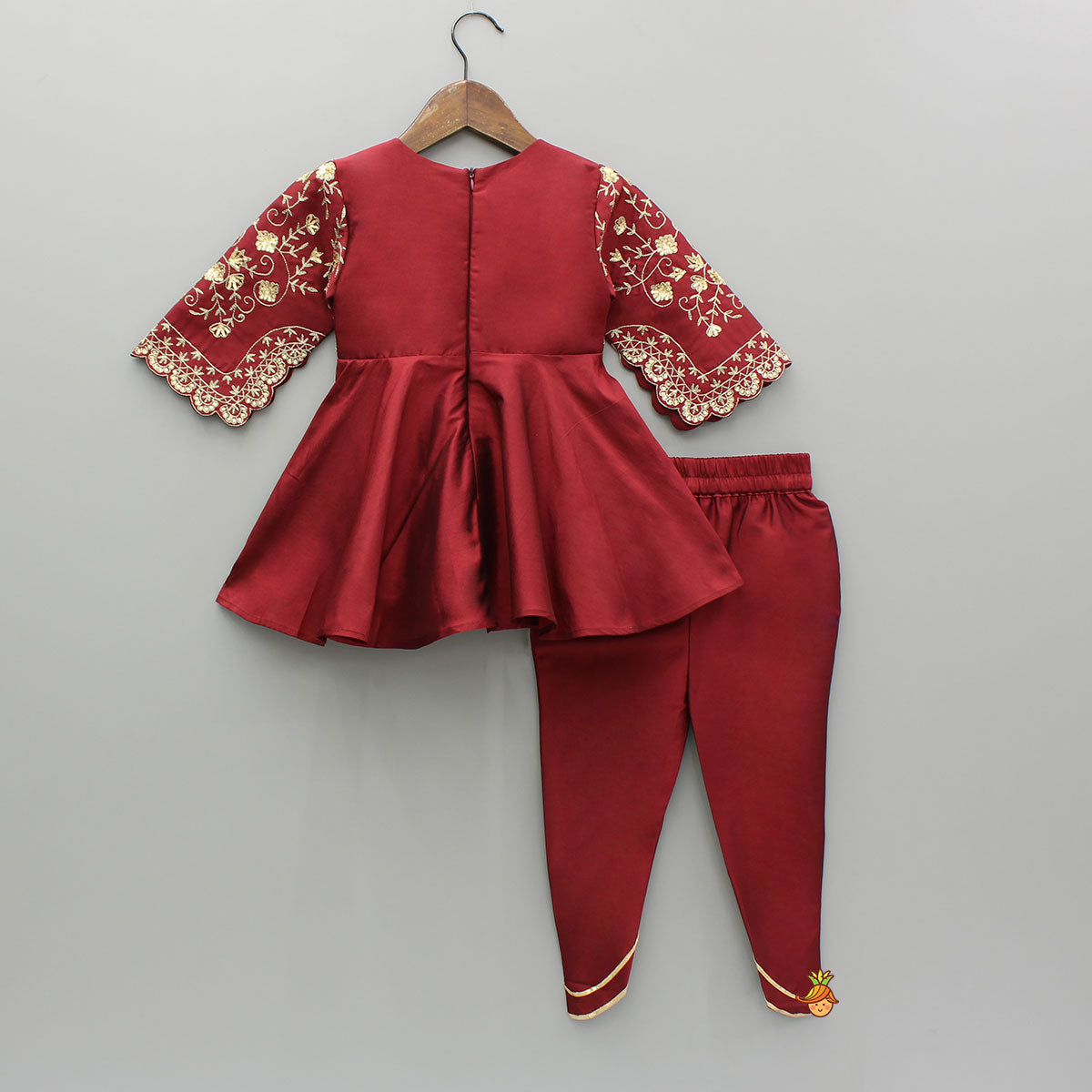 Maroon Embroidered Kurti And Tulip Dhoti