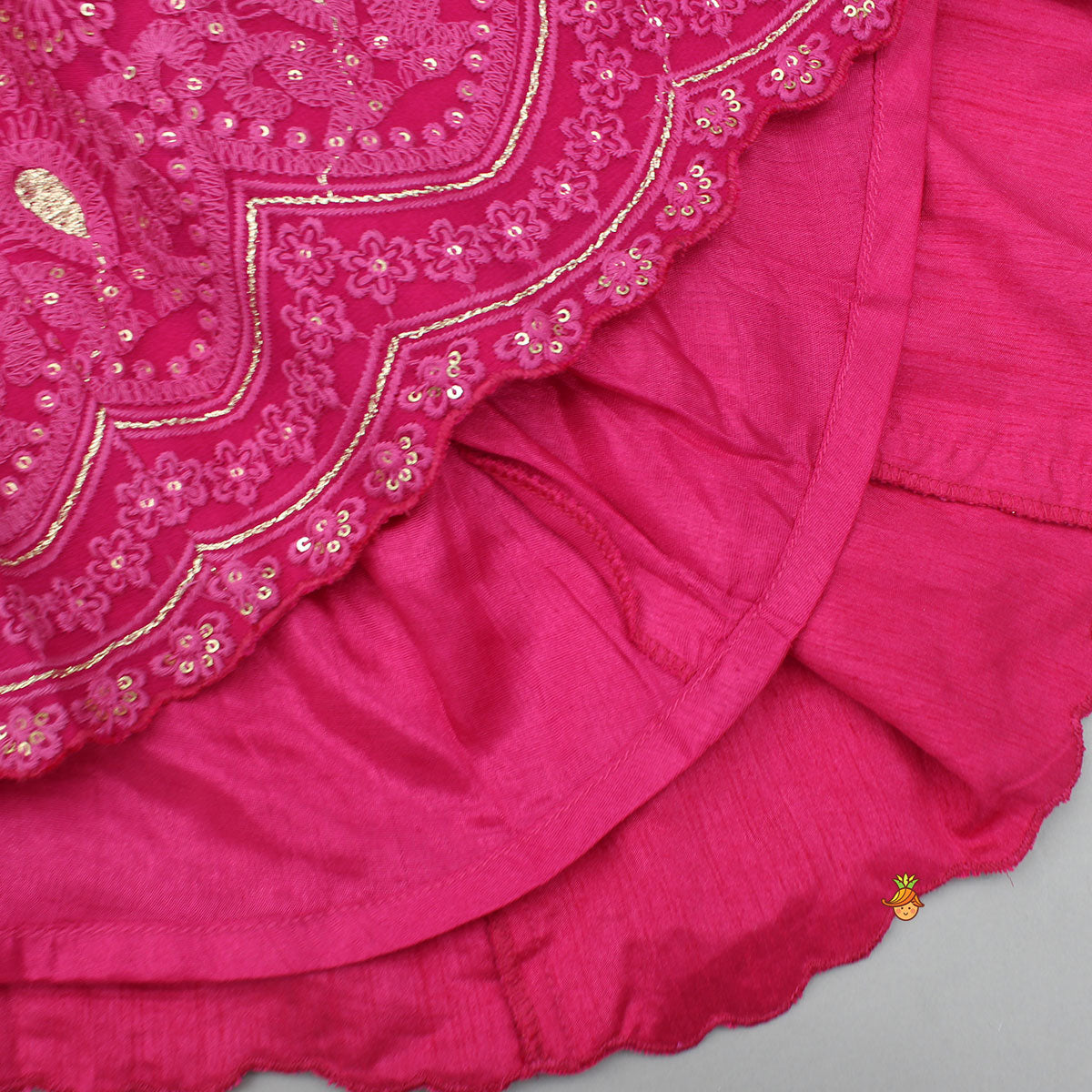 Pink Embroidered Anarkali With Attached Dupatta
