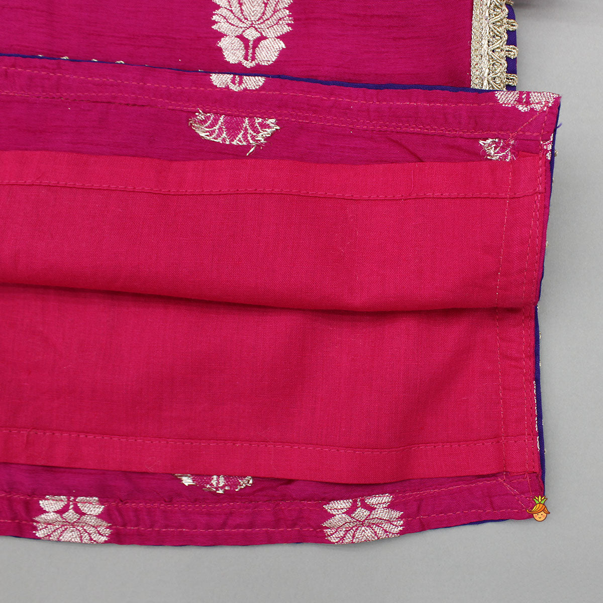 Pink Lace Work Kurti And Tulip Dhoti With Dupatta