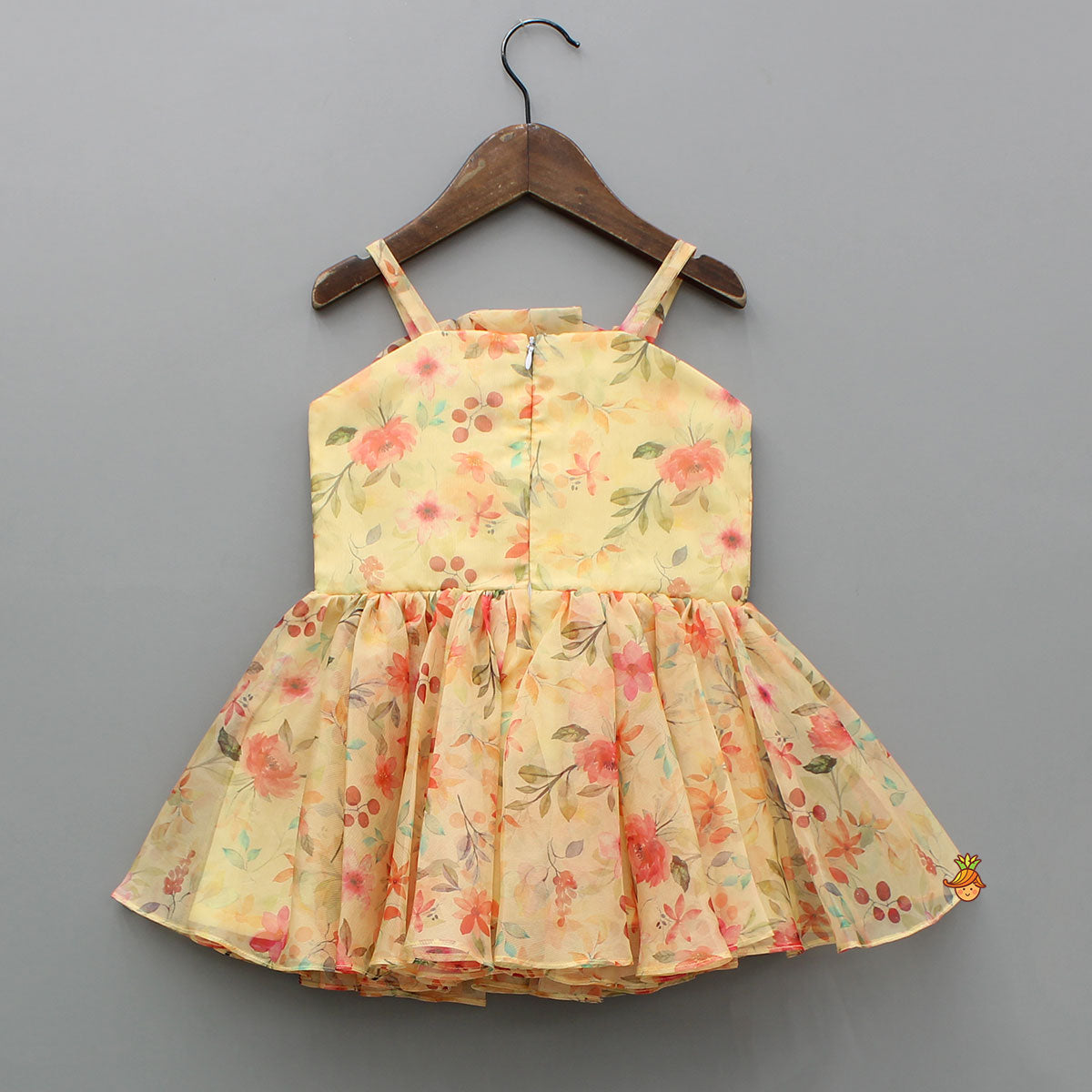 Yellow Floral Printed Sleeveless Strappy Dress