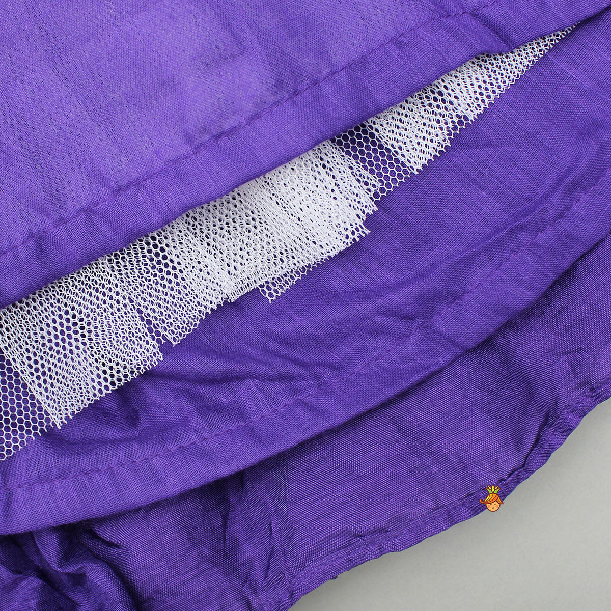 Dori Embroidered Purple Strappy Top And Stylish Layered Lehenga