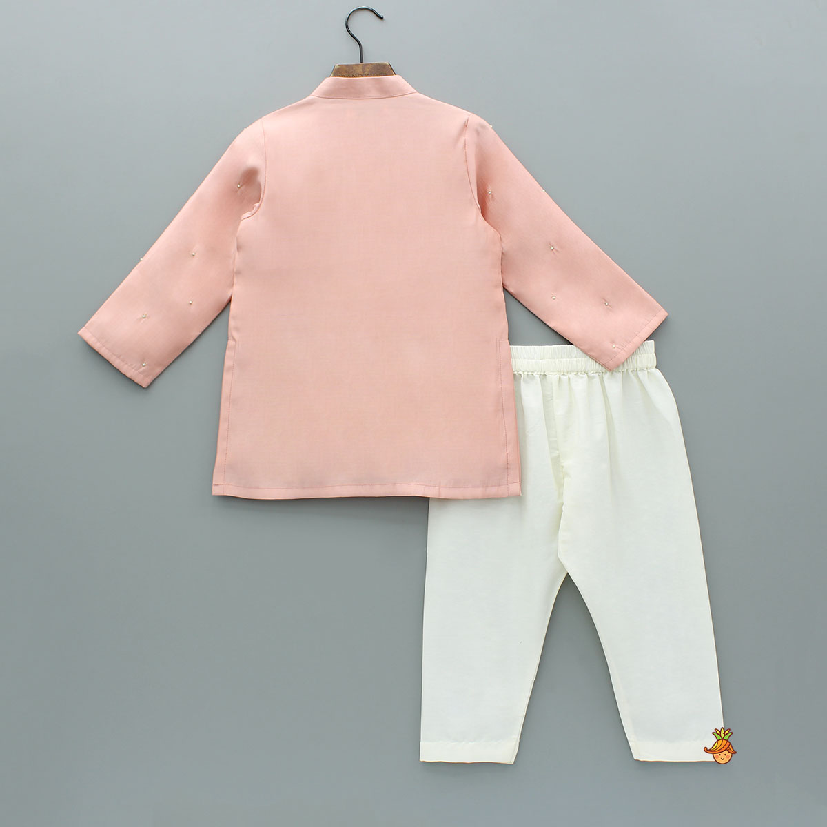 Peach Embroidered Kurta And Pyjama