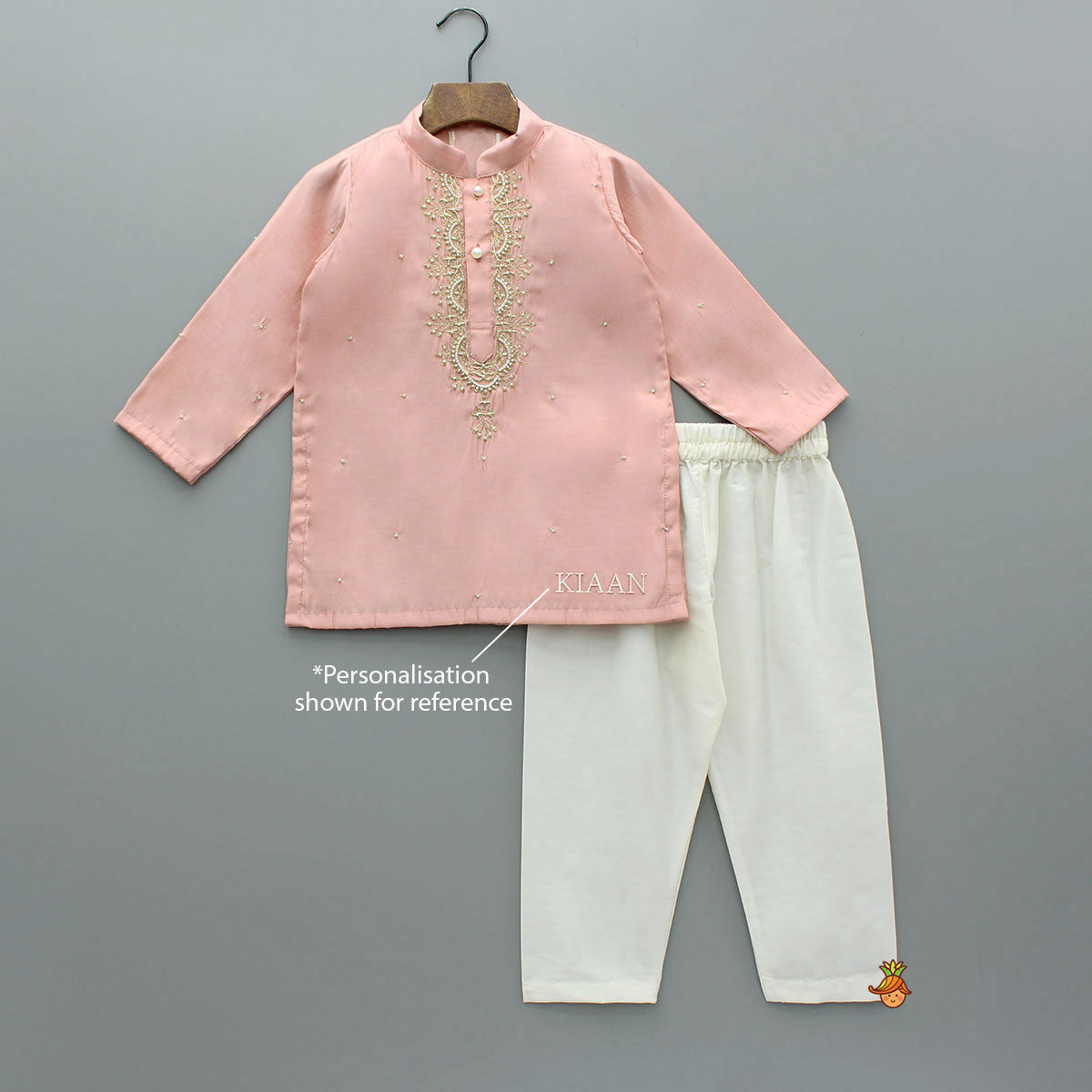 Peach Embroidered Kurta And Pyjama