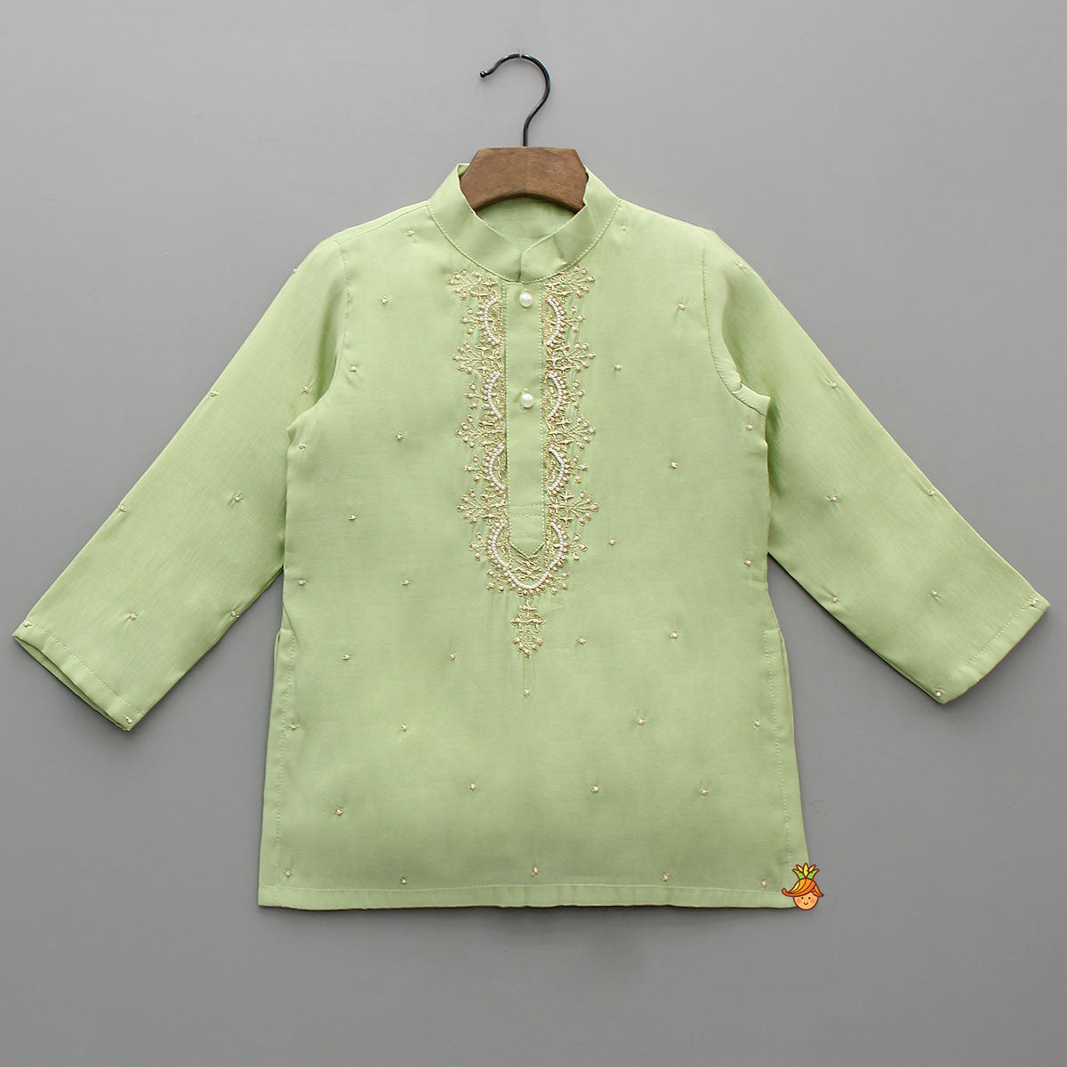 Zardozi Embroidered Green Kurta And Pyjama