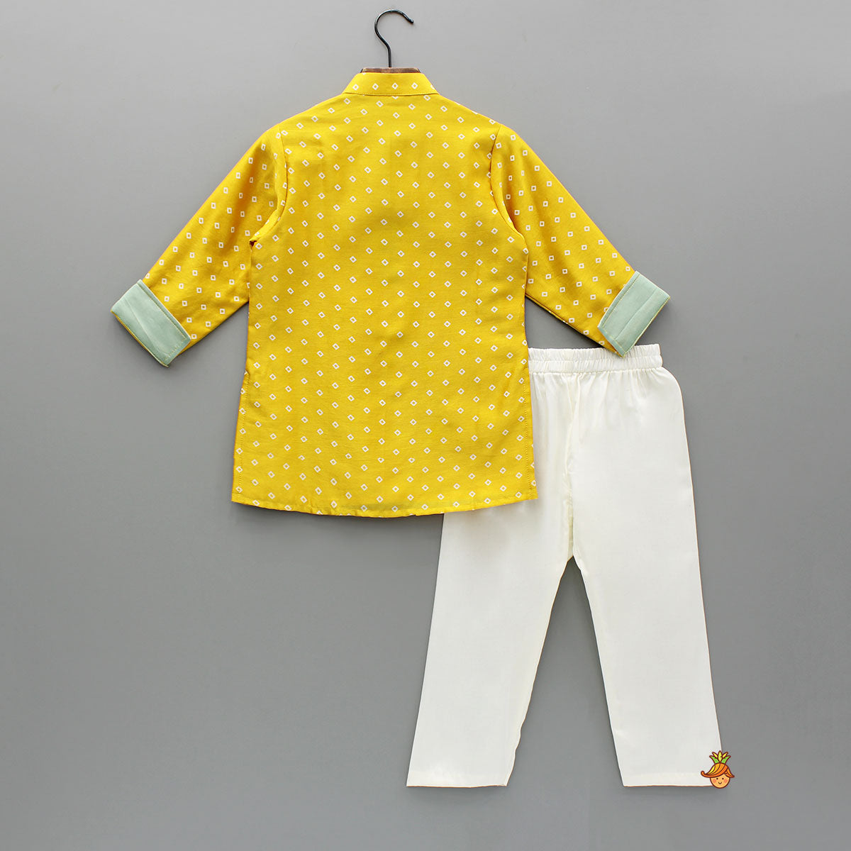 Mustard Pintuck Detailed Chanderi Kurta And Pyjama