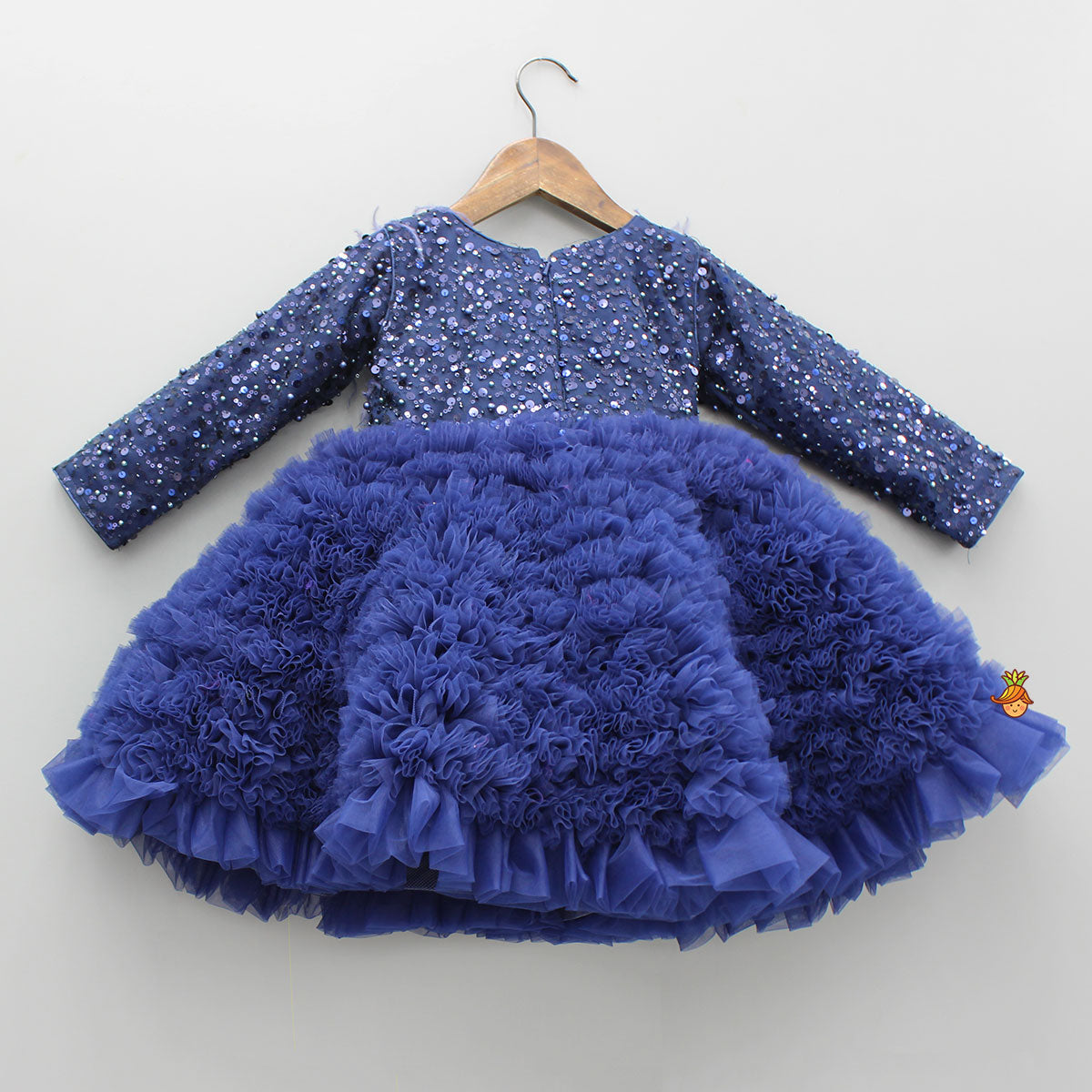 Sequins Embellished Ruffled Dress With Matching Swirled Bowie Headband