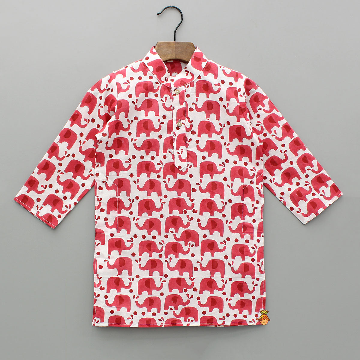 Red Elephant Printed Kurta And Pyjama