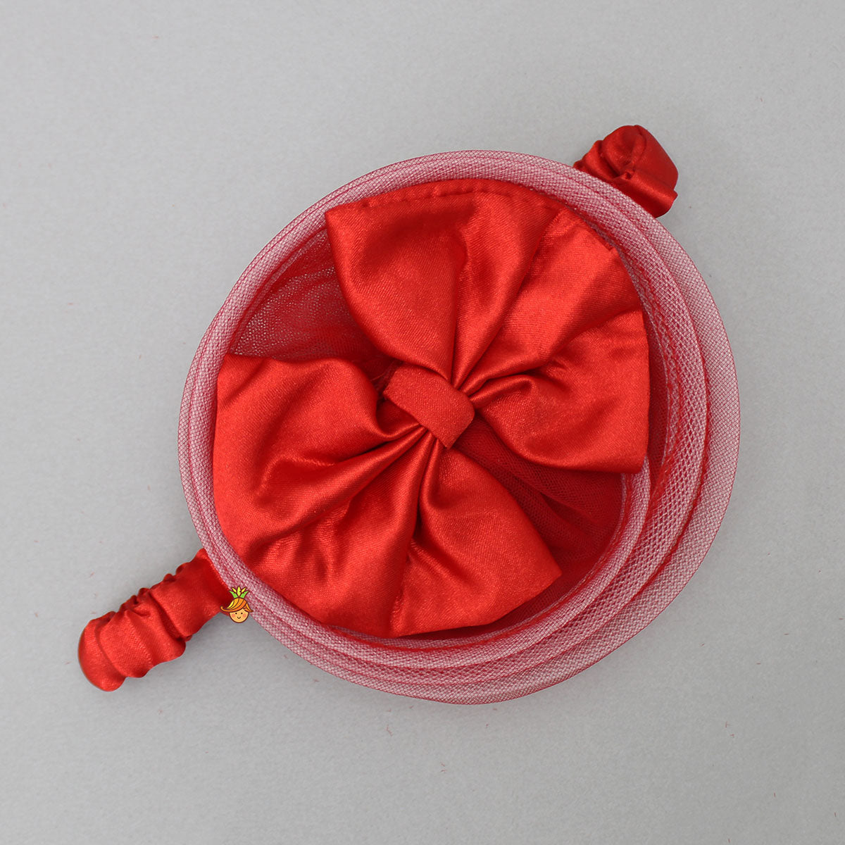 Embroidered Yoke Red Dress With Detachable Trial And Bow With Matching Swirled Bowie Headband