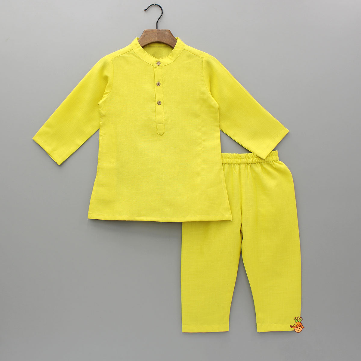 Yellow Kurta With Printed Embroidered Jacket And Pyjama