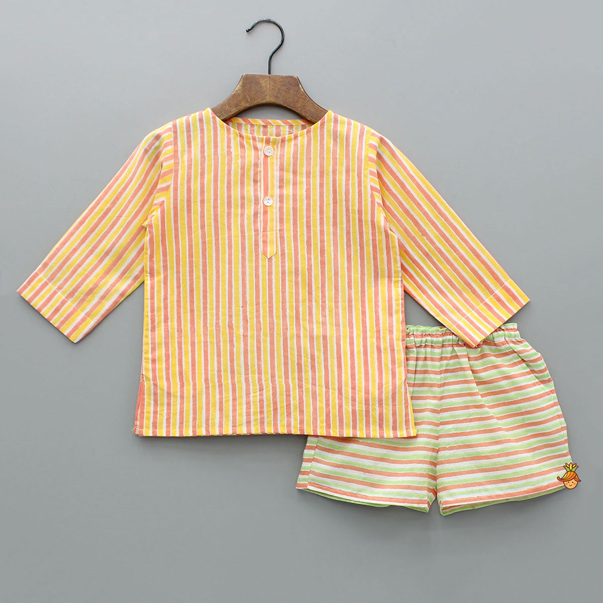 Multicolour Striped Top And Shorts