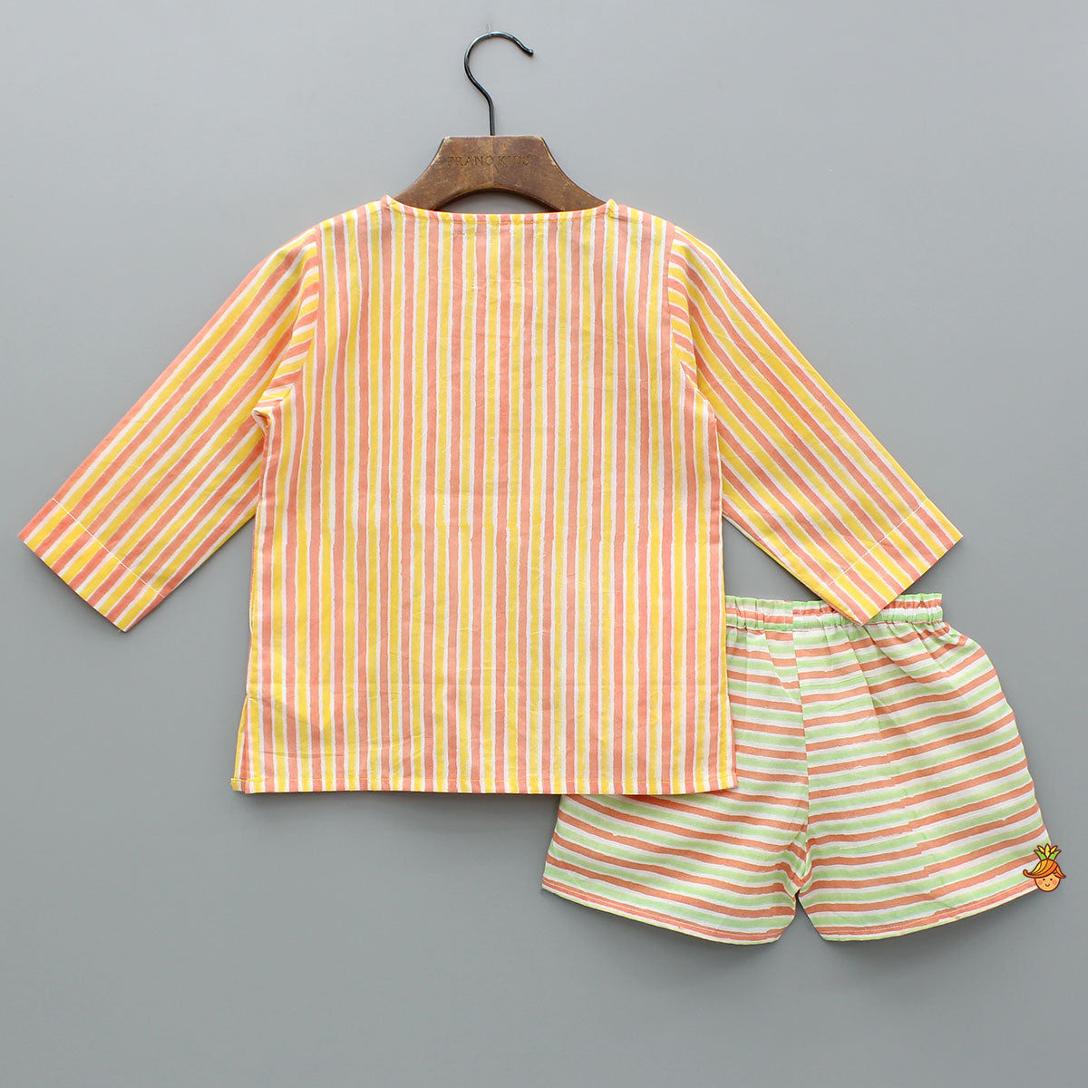 Multicolour Striped Top And Shorts