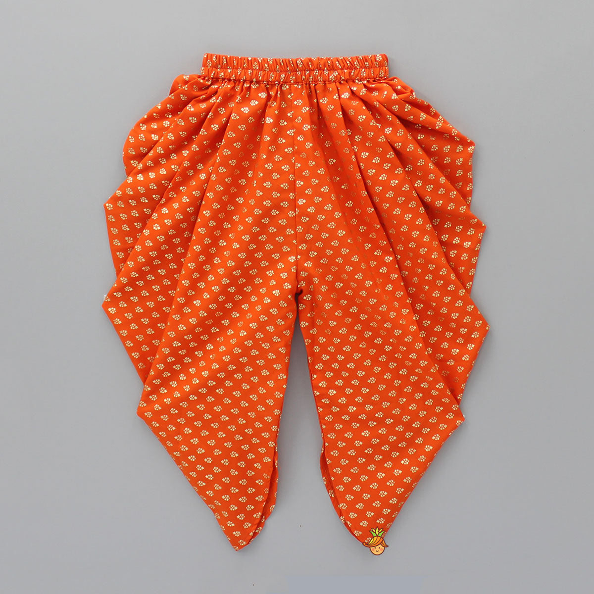 Dark Blue Top And Orange Dhoti