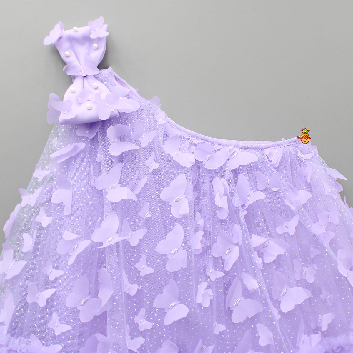 Lavender Embroidered And Artificial Butterflies Embellished Dress