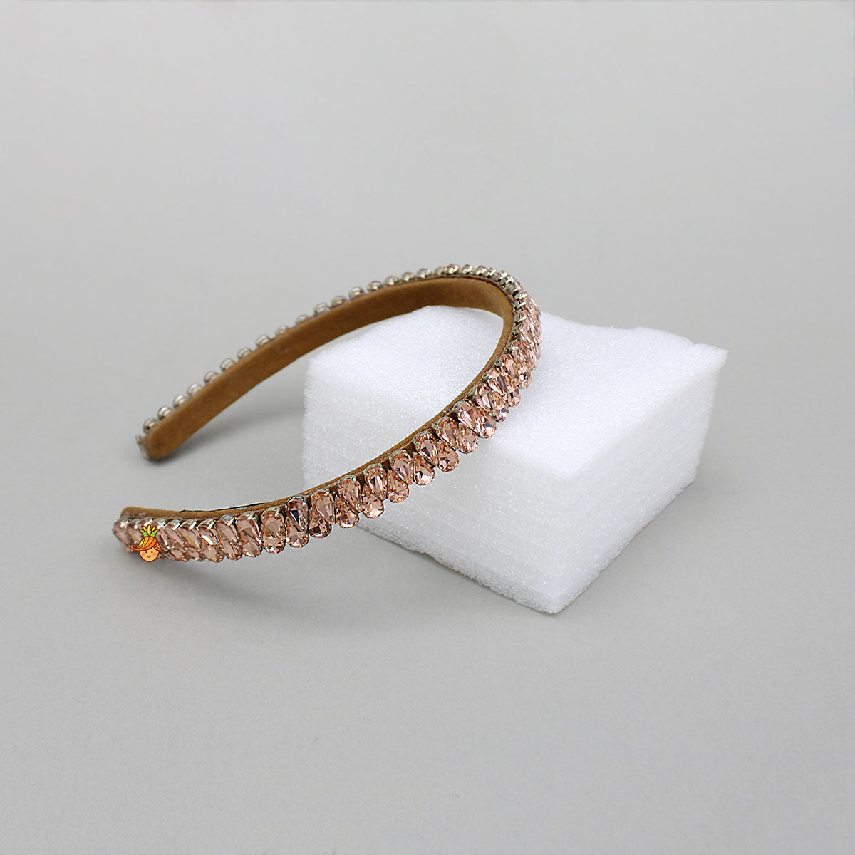 Orange Artificial Stones Embellished Hairband