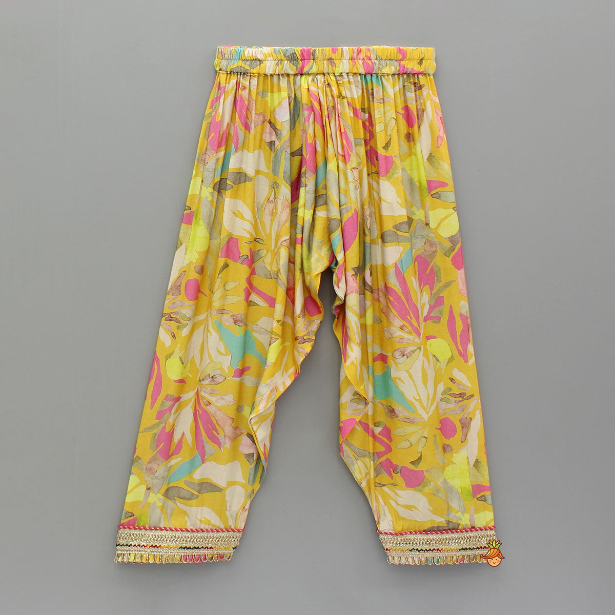 Yellow Multicoloured Printed Kurti And Salwar With Dupatta