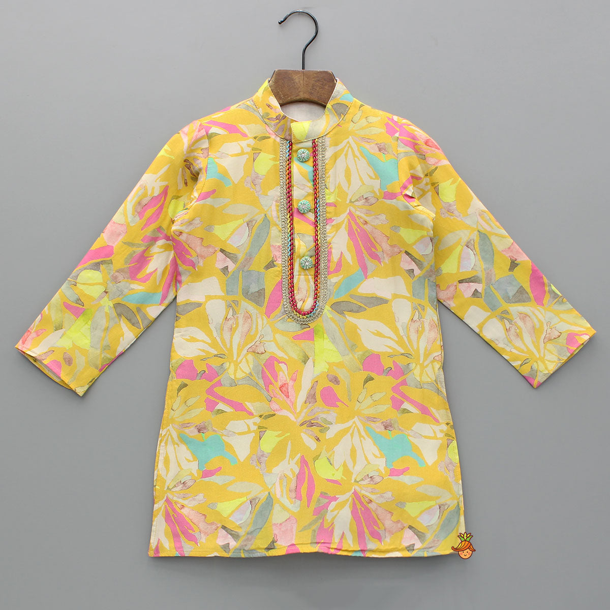 Yellow Multicolour Printed Kurta And Pyjama