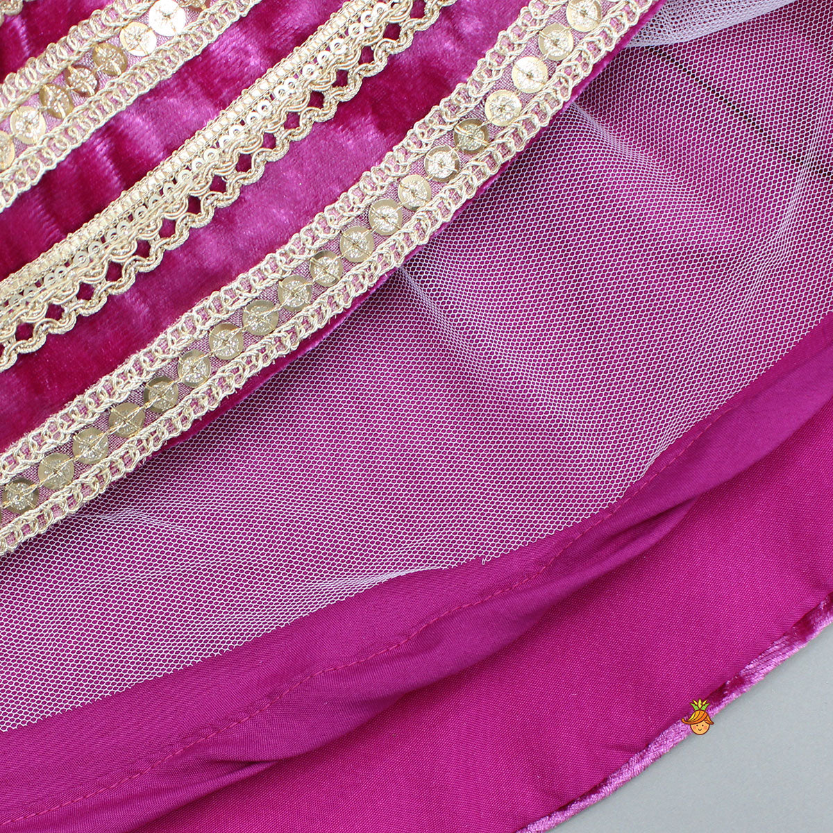 Pink Velvet Embroidered And Embellished Anarkali With Dupatta