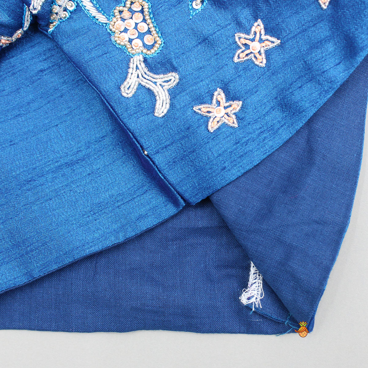 Blue Embroidered Top And Gota Lace Work Lehenga