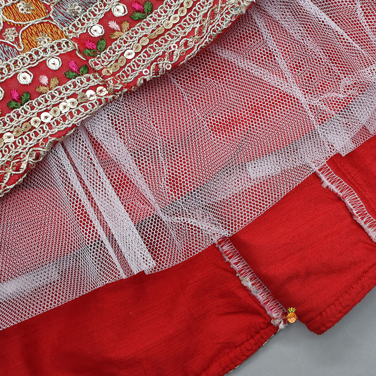Red Strappy Heavy Embroidered Kurti With Matching Embroidered Jacket