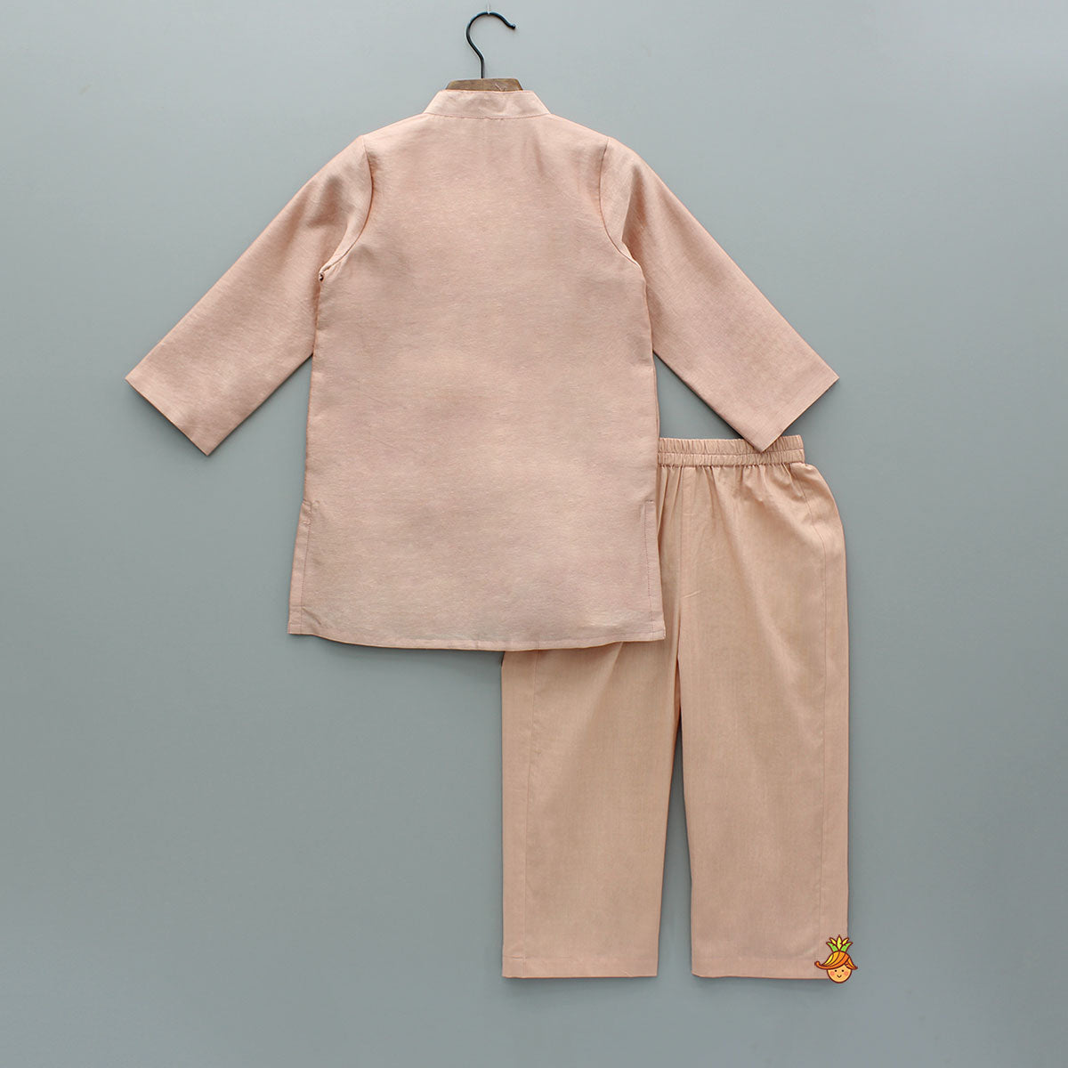 Peach Embroidered Kurta And Pyjama