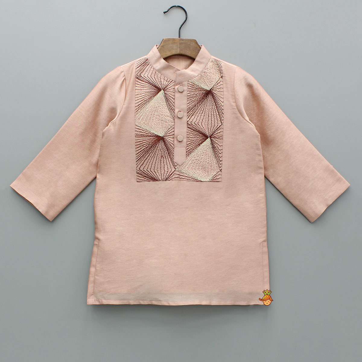 Peach Embroidered Kurta And Pyjama