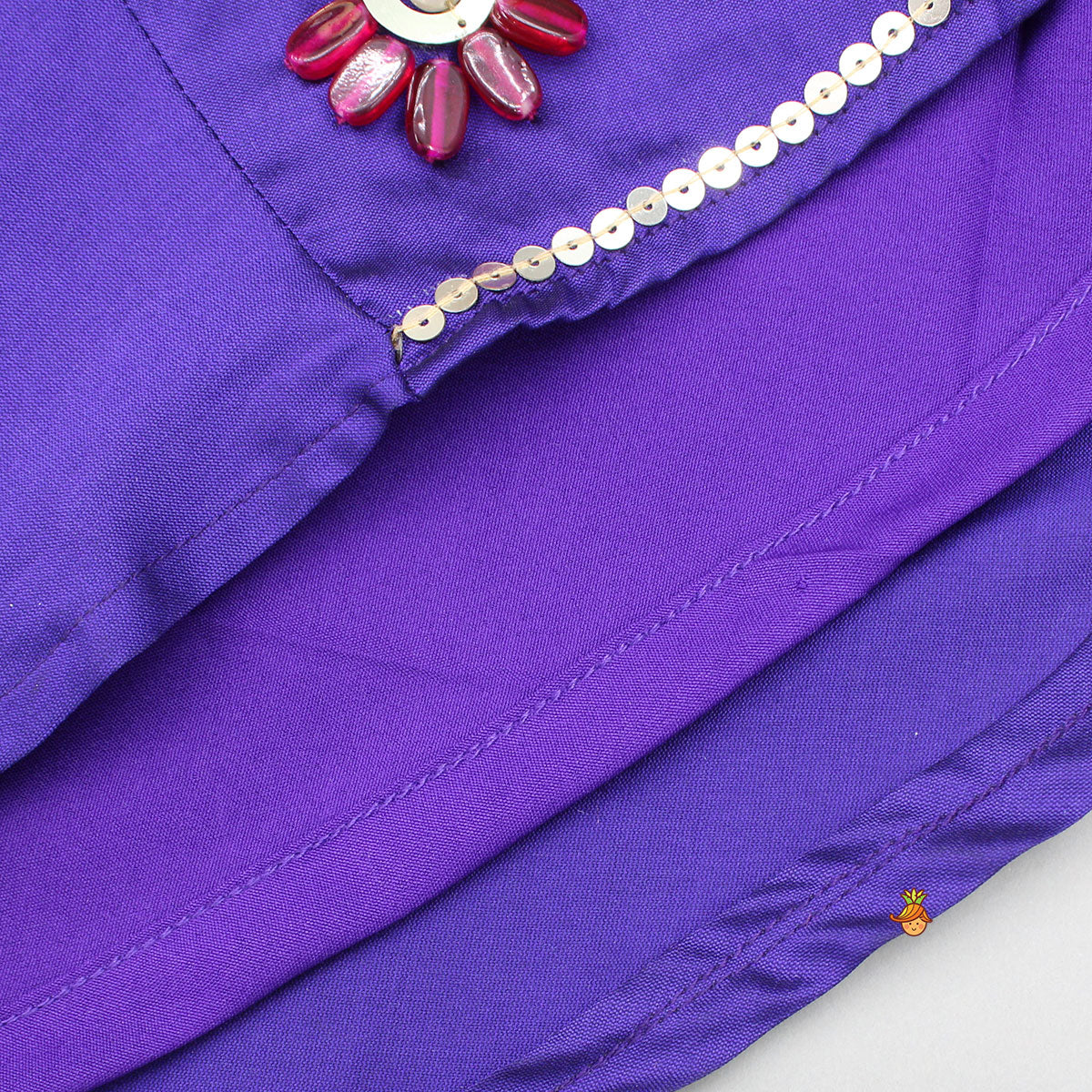 Elegant Artificial Stone And Bead Embellished Purple Jumpsuit