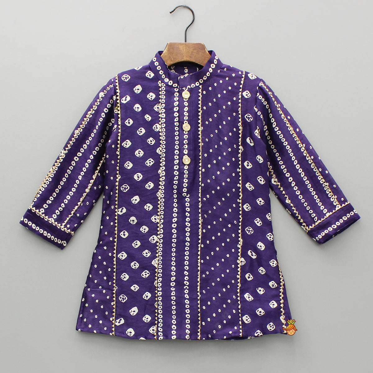 Bandhani Printed Purple Kurta And Pyjama