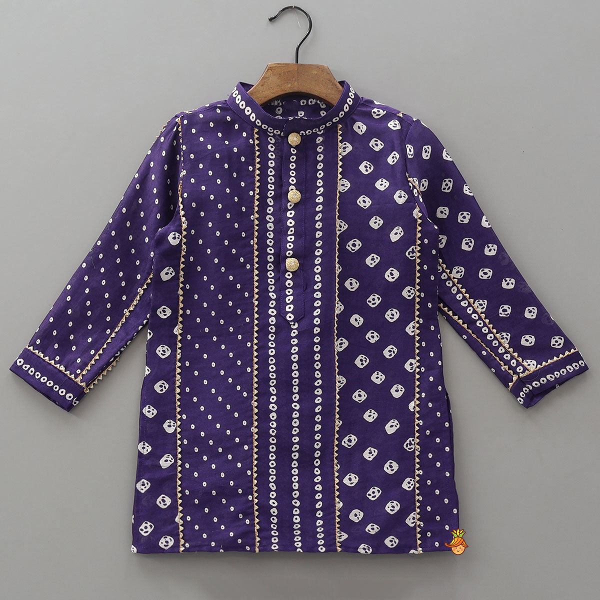 Bandhani Printed Purple Kurta And Pyjama