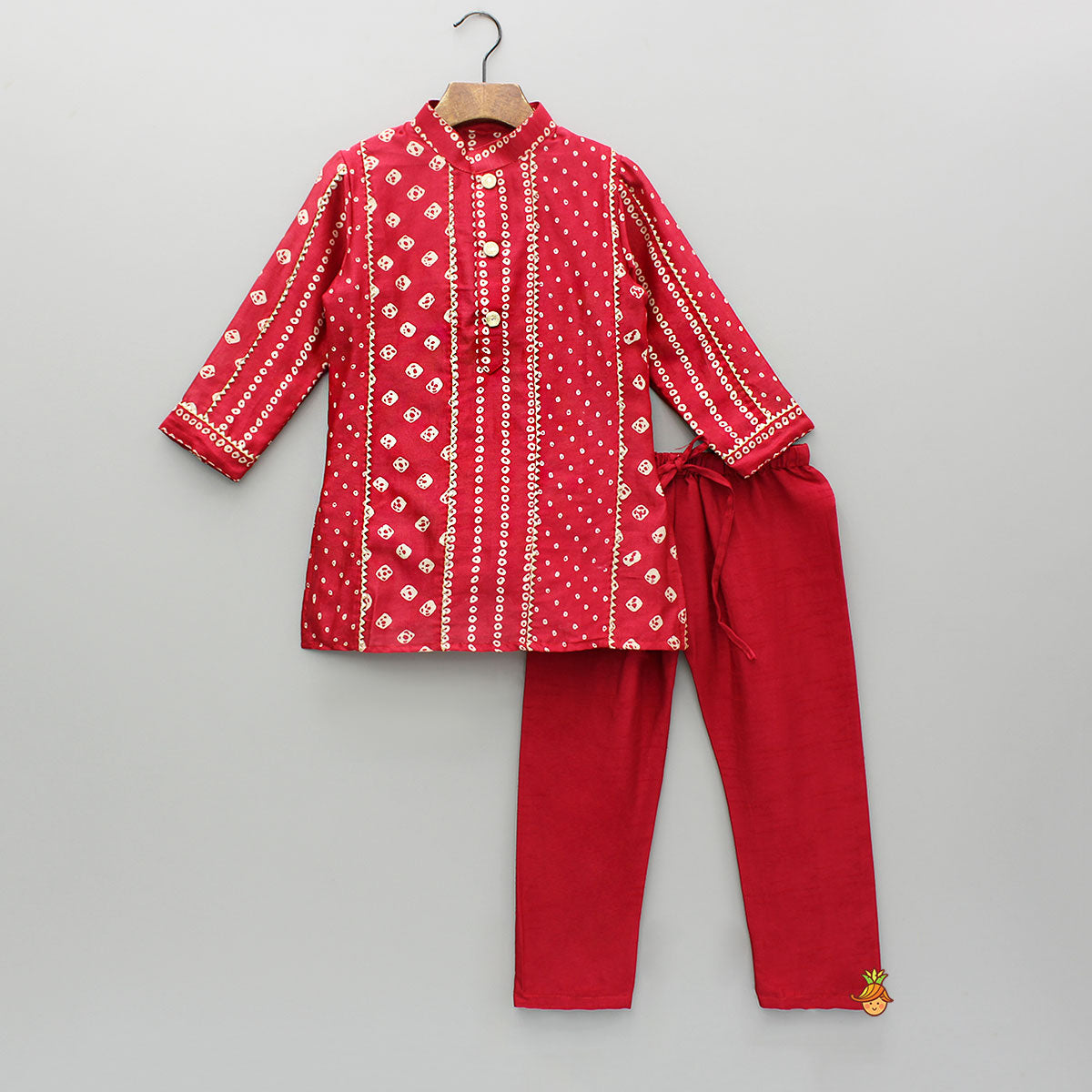 Bandhani Printed Red Kurta And Pyjama