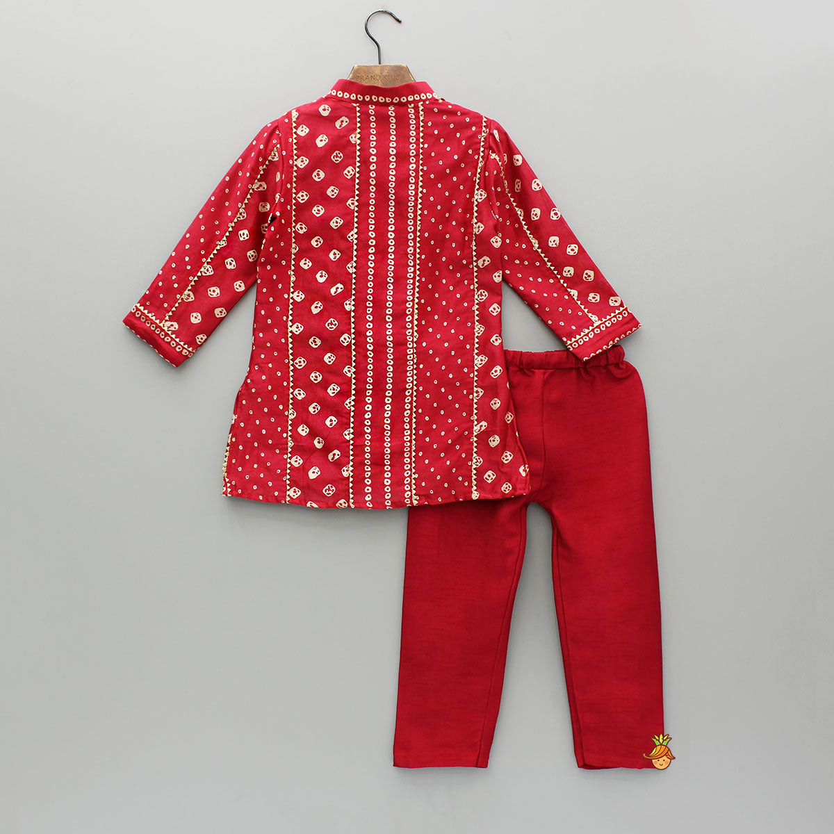 Bandhani Printed Red Kurta And Pyjama