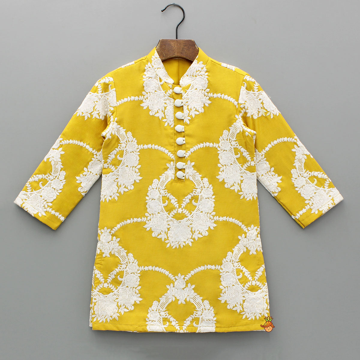 Mustard Embroidered Kurta With Pyjama