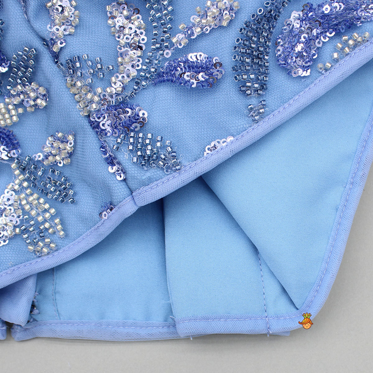 Blue Embroidered Embellished Top And Lehenga