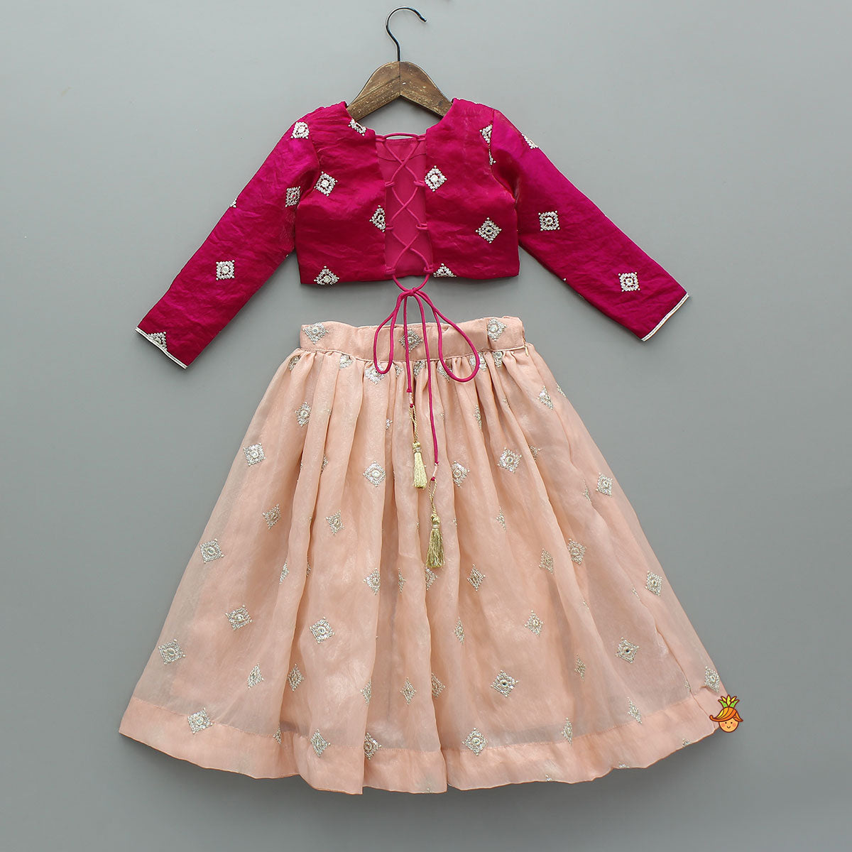 Pink Embroidered Top And Lehenga