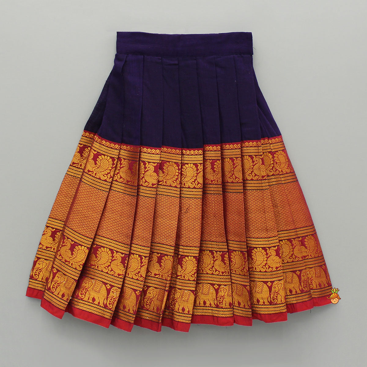 Purple One Shoulder Pleats Detailed Top And Pleated Lehenga