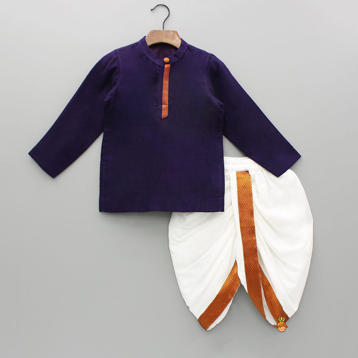 Purple Kurta And White Dhoti