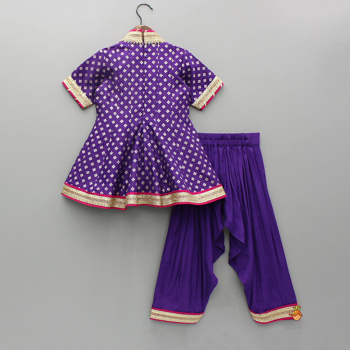 Purple Embellished Kurti And Salwar With Dupatta