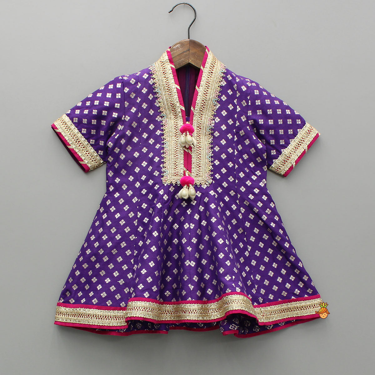 Purple Embellished Kurti And Salwar With Dupatta