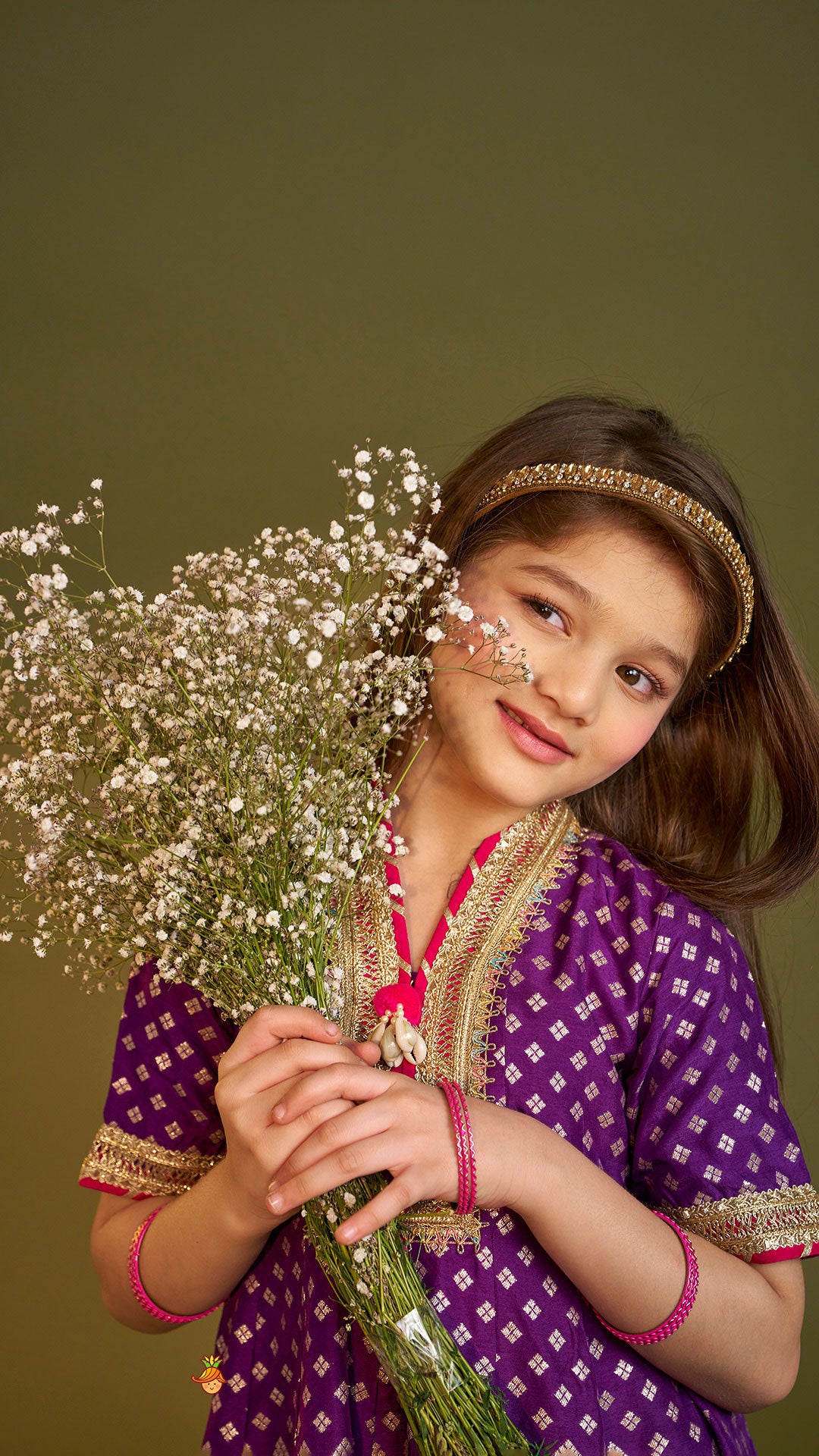 Purple Embellished Kurti And Salwar With Dupatta