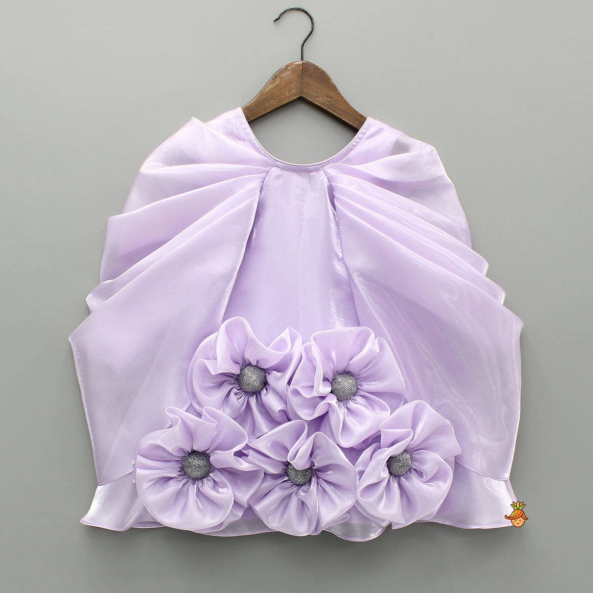 Lavender Artificial Flowers Embellished Dress