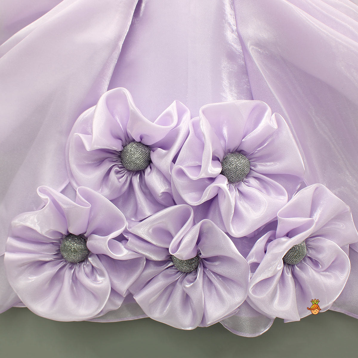 Lavender Artificial Flowers Embellished Dress