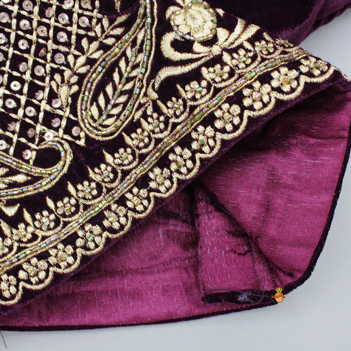 Velvet Embroidered Top And Lehenga With Dupatta