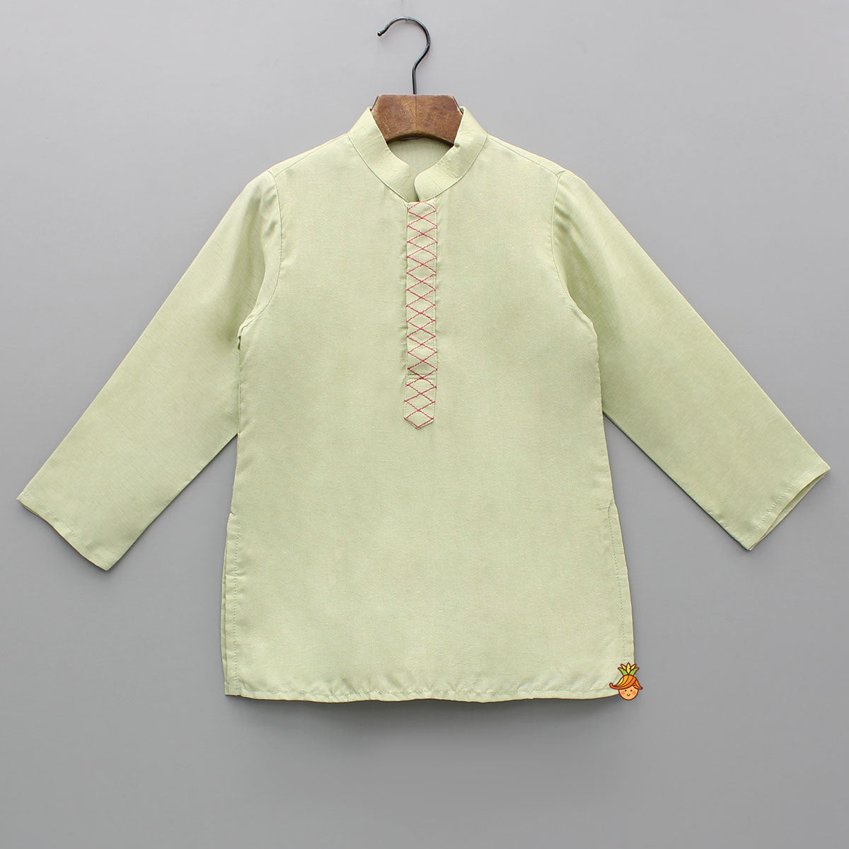 Green Kurta And Pink Embroidered Jacket With Pyjama