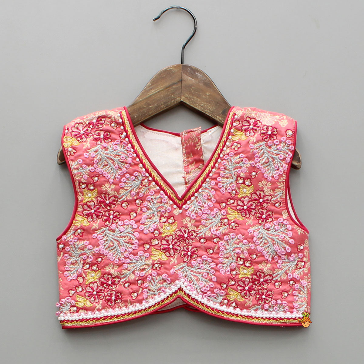 Peach Embroidered Top And Lehenga With Dupatta